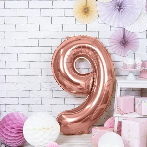Balon Pink Metal Foliowy Cyfra "9" 86 Cm