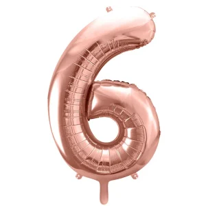 Balon Pink Metal Foliowy Cyfra "6" 86 Cm