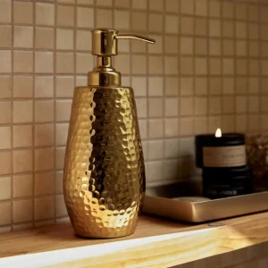 Dozownik Kerala Zloty Z Ozdobnymi Wytloczeniami 6X6X20 Cm