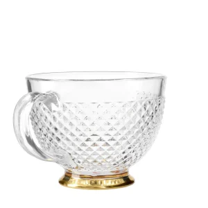 Filizanka Barrel Szklana W Kropki Ze Zlota Nozka 0,36 L