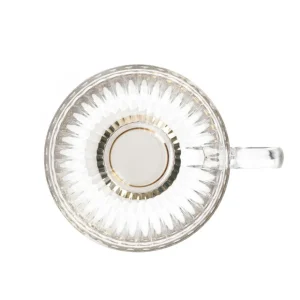 Filizanka Barrel Szklana W Paski Ze Zlota Nozka 0,36 L