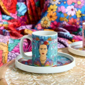 Filizanka Frida Kahlo Do Espresso Ze Spodkiem Turkusowa 0,08 L