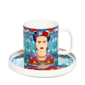 Filizanka Frida Kahlo Ze Spodkiem Turkusowa 0,2 L
