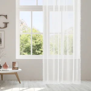 Firanka Adi Z Pomponikami Biala 140X250 Cm