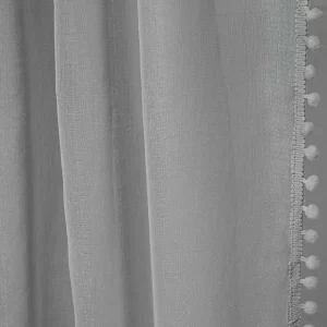 Firanka Adi Z Pomponikami Szara 140X250 Cm