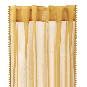 Firanka Adi Z Pomponikami Musztardowa 140X250 Cm