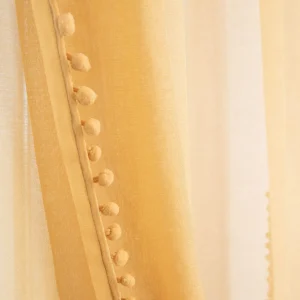 Firanka Adi Z Pomponikami Musztardowa 140X250 Cm
