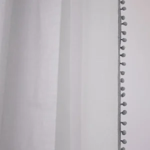 Firanka Adi Z Pomponikami Szara 140X250 Cm