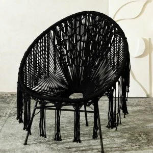 Fotel Acapulco Bliss Makrama Czarna 93X73X85 Cm