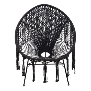 Fotel Acapulco Spirit Makrama Czarna 93X73X85 Cm