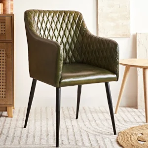 Fotel Brizo W Obiciu Ze Skory Bawolej Zielone 55X60X86 Cm