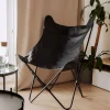 Fotel Butterfly Z Metalowa Rama - Czarna Eco Skora 70X80X102 Cm