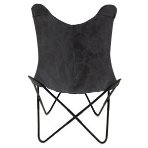 Fotel Butterfly Z Metalowa Rama - Czarna Tkanina 70X80X102 Cm