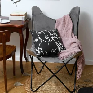 Fotel Butterfly Z Metalowa Rama Welur 70X80X102 Cm