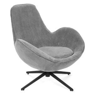 Fotel Lunaire Obrotowy W Tkaninie Teddy Boucle Szary 86X76X87 Cm