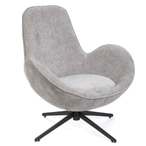 Fotel Lunaire Obrotowy Welurowy Szary 86X76X87 Cm