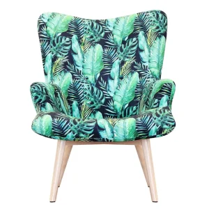 Fotel Moss Welurowy Z Motywem Lisci 70X95Cm