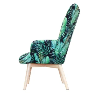 Fotel Moss Welurowy Z Motywem Lisci 70X95Cm