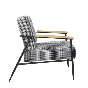 Fotel Veludo Bialy W Czarna Pepitke 71X70X83 Cm