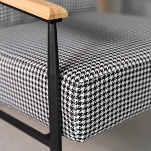 Fotel Veludo Bialy W Czarna Pepitke 71X70X83 Cm