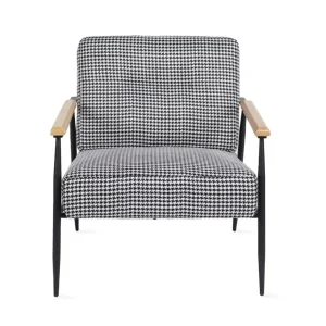 Fotel Veludo Bialy W Czarna Pepitke 71X70X83 Cm