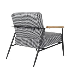 Fotel Veludo Bialy W Czarna Pepitke 71X70X83 Cm