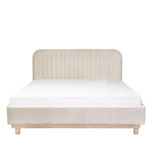 Łóżko Karalius Welurowe Bezowe 160X200 Cm