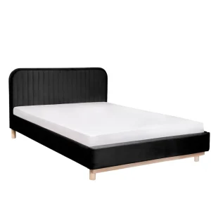Łóżko Karalius Welurowe Czarne 160X200 Cm