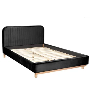 Łóżko Karalius Welurowe Czarne 160X200 Cm
