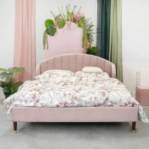 Łóżko Reine Welurowe Rozowe 160X200 Cm