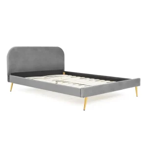 Łóżko Venlo Welurowe Szare 160X200 Cm