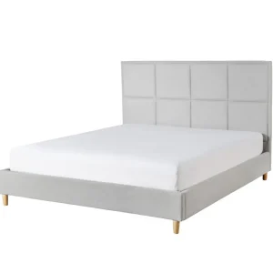 Łóżko Ze Stelazem Aster W Tkaninie Jasnoszare 140X200 Cm