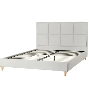 Łóżko Ze Stelazem Aster W Tkaninie Jasnoszare 140X200 Cm