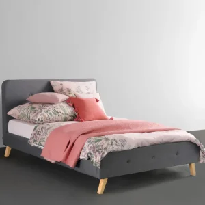 Łóżko Ze Stelazem Mikkel Welurowe Szare 140X200 Cm