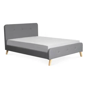 Łóżko Ze Stelazem Mikkel Welurowe Szare 140X200 Cm