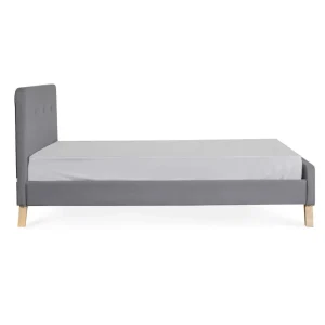 Łóżko Ze Stelazem Mikkel Welurowe Szare 140X200 Cm