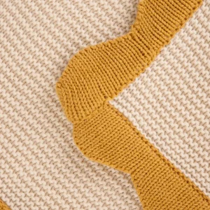 Koc Ragil Dzianinowy Z Musztardowa Lamowka 130X170