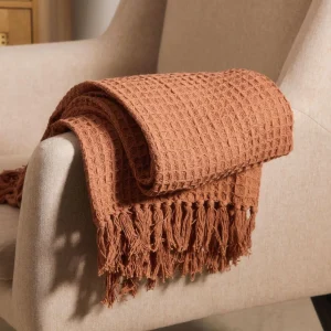 Koc Vaffel Z Fredzlami Ceglasty 130X170 Cm