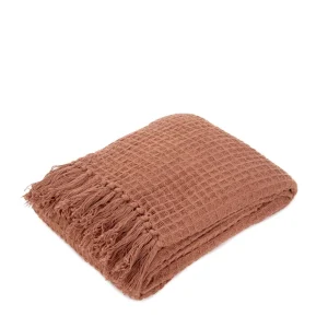 Koc Vaffel Z Fredzlami Ceglasty 130X170 Cm