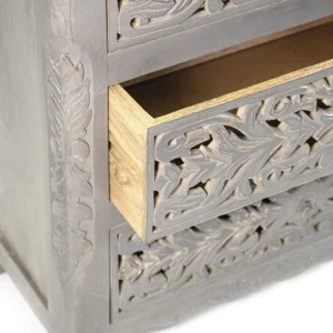 Komoda Z Szufladami Banhi Lite Drewno Mango Zlobione 90X40X90 Cm