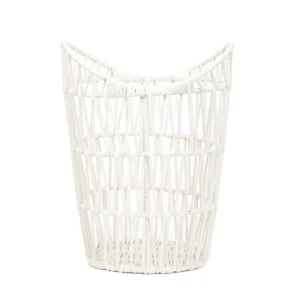 Kosz Lazienkowy Laelia Pleciony Bialy 21X21X38 Cm