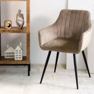 Krzeslo Andre Welurowe Brazowe 56X61X86 Cm