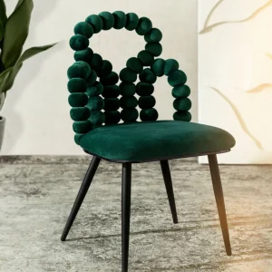 Krzeslo Bubble Beam Welurowe Zielone Z Czarnymi Nogami 56,5X52X87 Cm