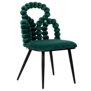 Krzeslo Bubble Beam Welurowe Zielone Z Czarnymi Nogami 56,5X52X87 Cm