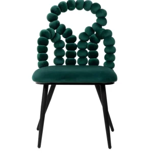 Krzeslo Bubble Beam Welurowe Zielone Z Czarnymi Nogami 56,5X52X87 Cm