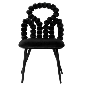 Krzeslo Bubble Beam Welurowe Czarne Z Czarnymi Nogami 56,5X52X87 Cm