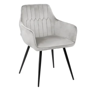Krzeslo Etienne Welurowe Jasnoszare 56X61X86 Cm