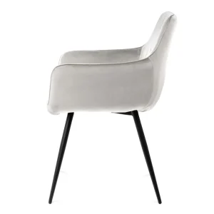 Krzeslo Etienne Welurowe Jasnoszare 56X61X86 Cm