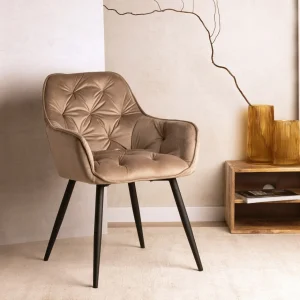 Krzeslo Flossi Welurowe Bezowe 57X63X84 Cm