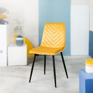 Krzeslo Gunhild Welurowe Musztardowe 44X57X88 Cm